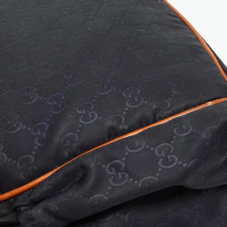 Pre Owned Gucci Navy Blue GG Monogram Nylon and Leather Diaper Bag