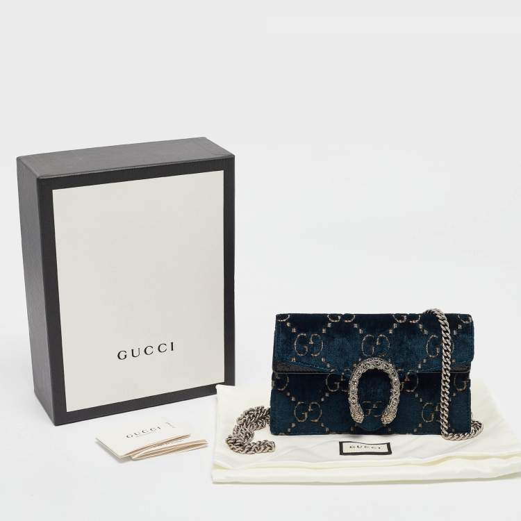 مملوكة مسبقًا Gucci Dark Blue GG Velvet and Patent Leather Super Mini Dionysus Shoulder Bag