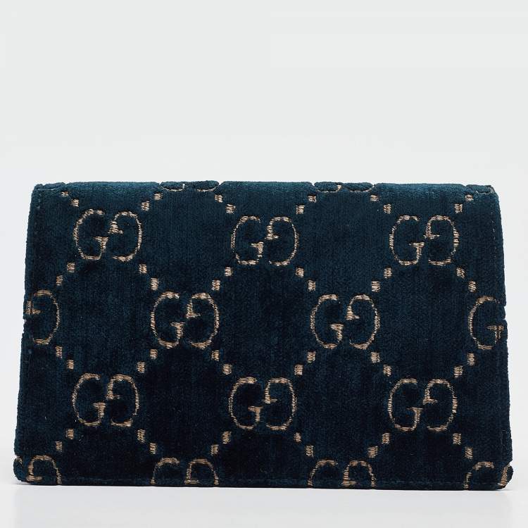 مملوكة مسبقًا Gucci Dark Blue GG Velvet and Patent Leather Super Mini Dionysus Shoulder Bag