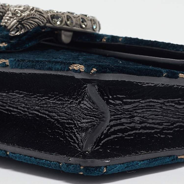 مملوكة مسبقًا Gucci Dark Blue GG Velvet and Patent Leather Super Mini Dionysus Shoulder Bag