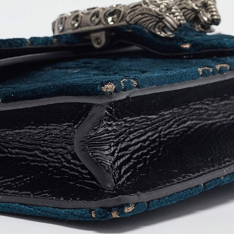 مملوكة مسبقًا Gucci Dark Blue GG Velvet and Patent Leather Super Mini Dionysus Shoulder Bag