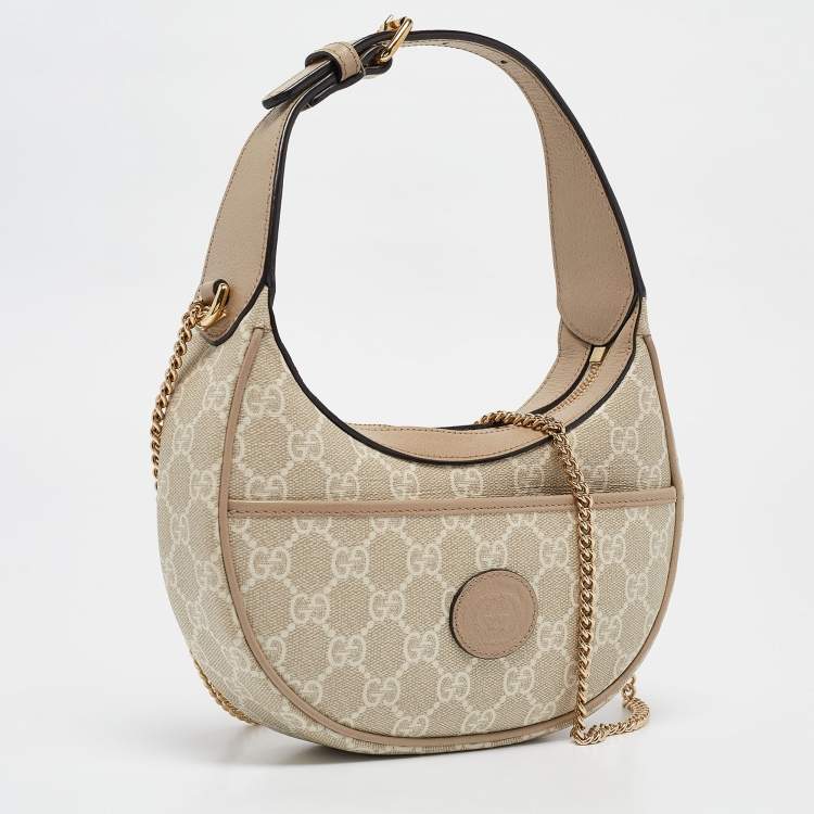 Pre Owned Gucci Beige/White GG Supreme Canvas Mini Ophidia Hobo