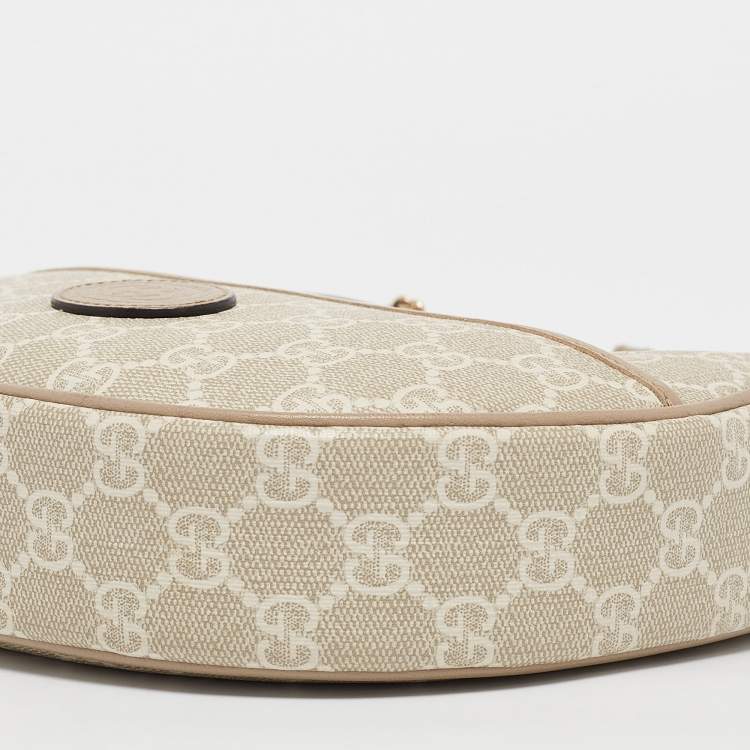 Pre Owned Gucci Beige/White GG Supreme Canvas Mini Ophidia Hobo