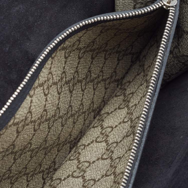Pre Owned Gucci Beige/Black GG Supreme Canvas and Suede Small Dionysus Shoulder Bag