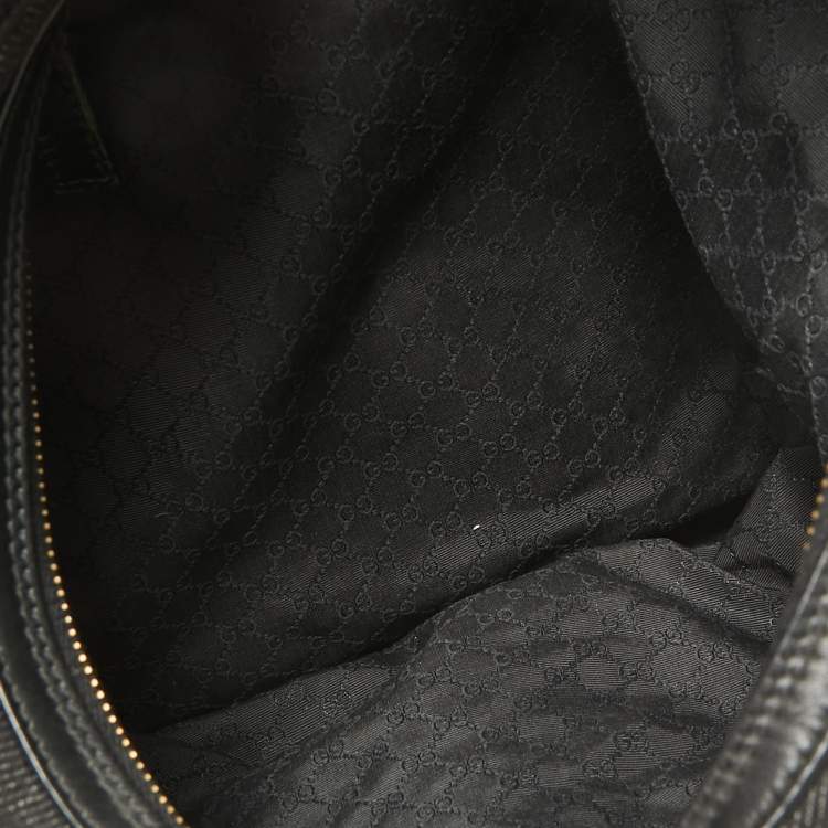 Pre Owned Gucci Black Denim and Leather Web Hobo