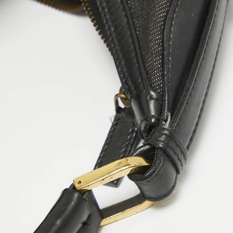 Pre Owned Gucci Black Denim and Leather Web Hobo