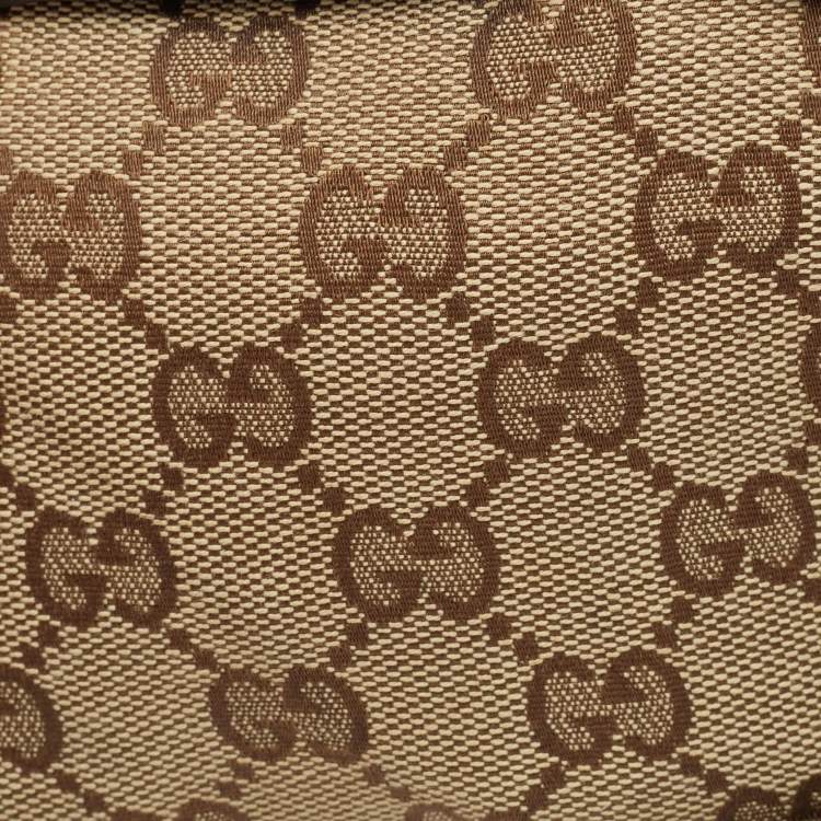 Pre Owned Gucci Beige/Brown GG Canvas and Leather Double Pocket Belt Bag