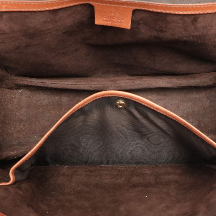 Pre Owned Gucci Brown Leather Large New Bamboo Top Handle Bag