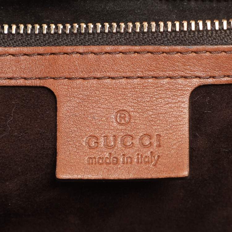 Pre Owned Gucci Brown Leather Large New Bamboo Top Handle Bag