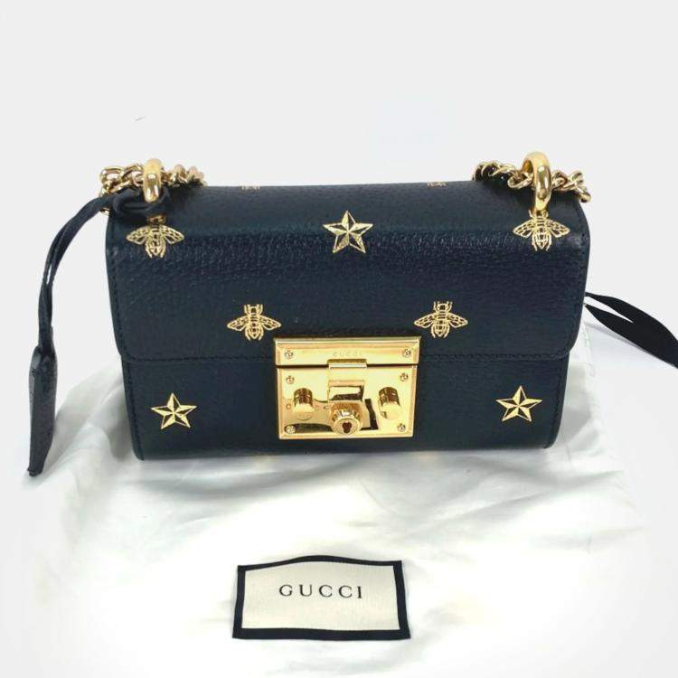 Pre Owned Gucci Black Gold Crossbody bag