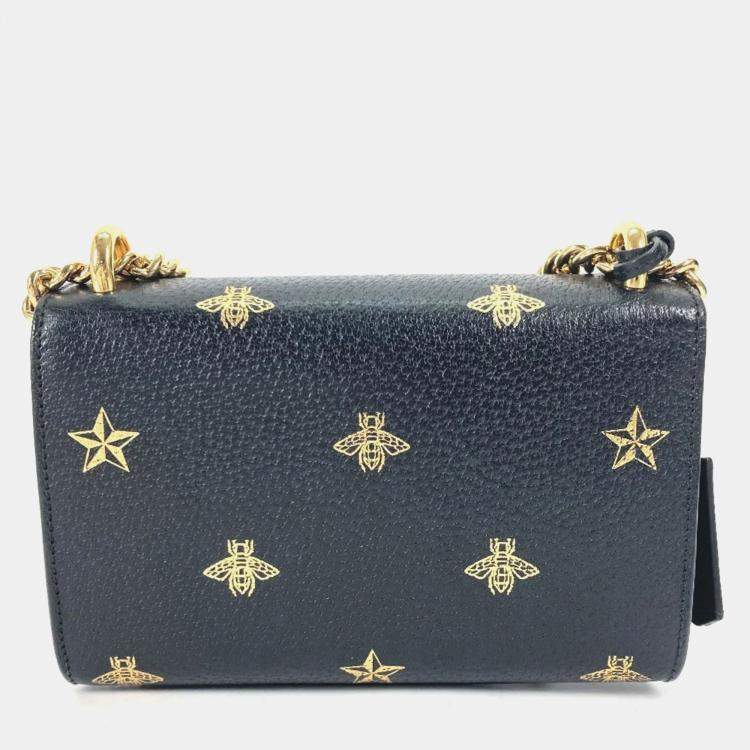 Pre Owned Gucci Black Gold Crossbody bag
