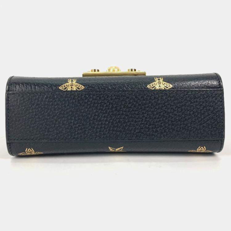 Pre Owned Gucci Black Gold Crossbody bag