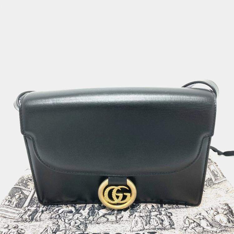 Pre Owned Gucci Black GG Marmont bag shawl Crossbody Bag