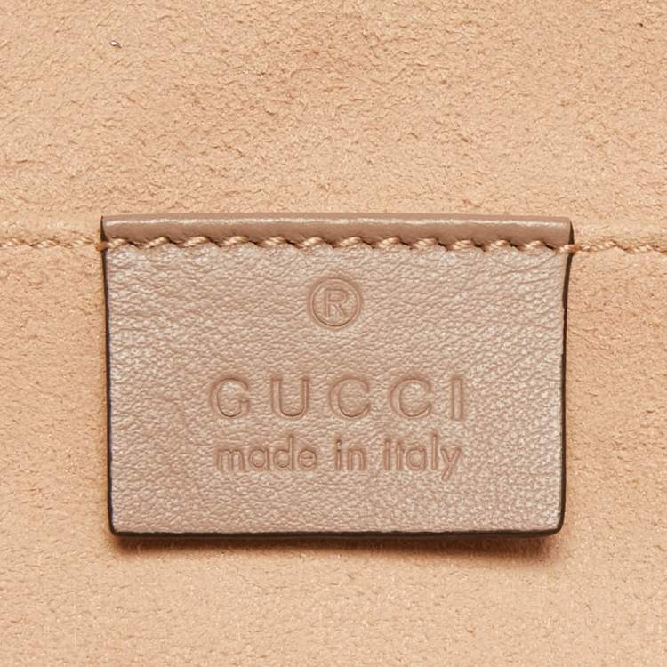 Pre Owned Gucci Beige Matelassé Leather GG Marmont Backpack