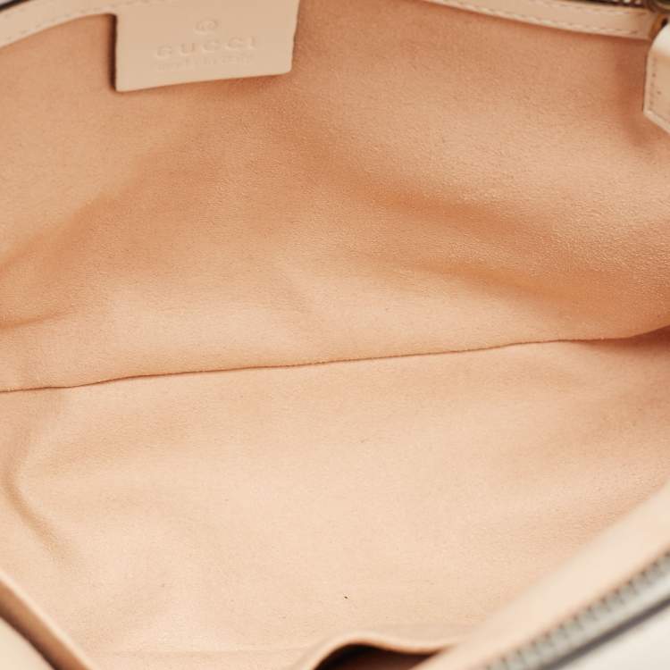 Pre Owned Gucci Off White Matelasse Leather Small Sylvie Top Handle Bag