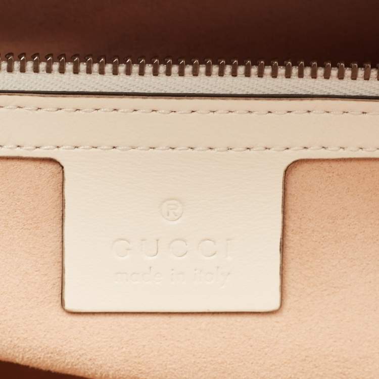 Pre Owned Gucci Off White Matelasse Leather Small Sylvie Top Handle Bag