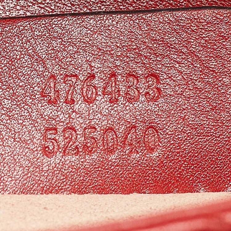 Pre Owned Gucci Red Matelassé Leather Super Mini GG Marmont Bag