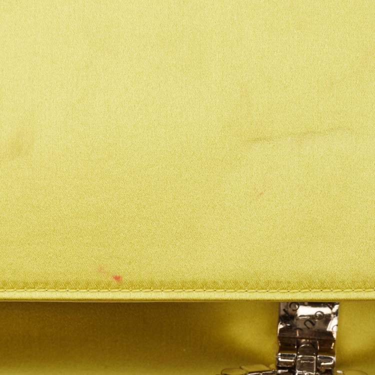 مملوكة مسبقًا Gucci Yellow Satin GG Crystals Broadway Clutch