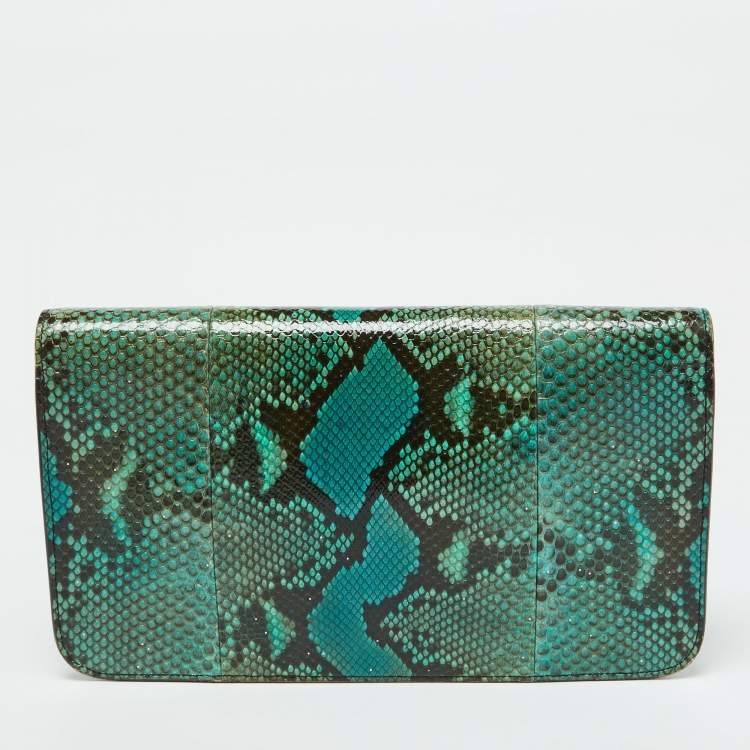 مملوكة مسبقًا Gucci Multicolor Python Bright Horsebit Clutch
