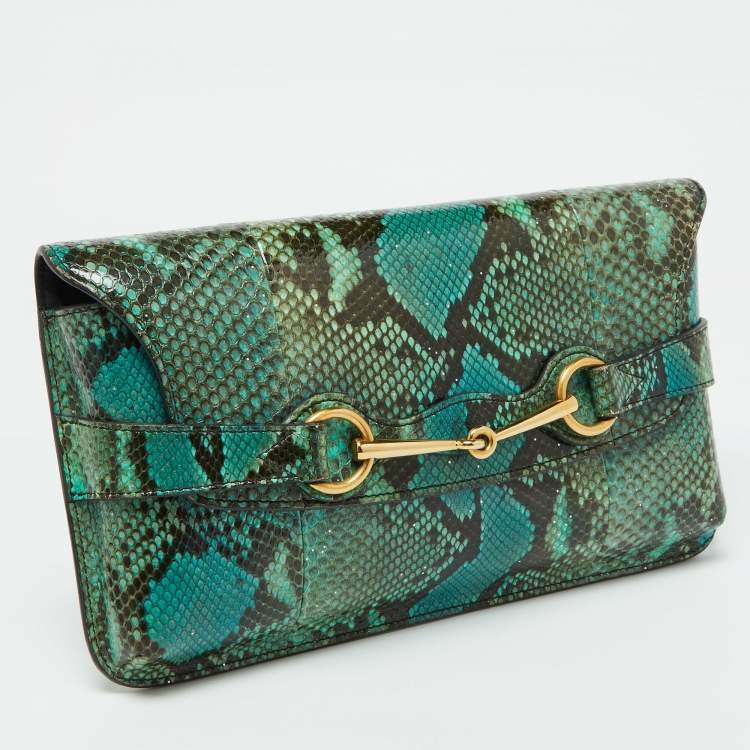 مملوكة مسبقًا Gucci Multicolor Python Bright Horsebit Clutch