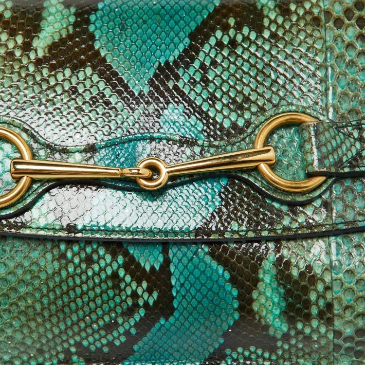 مملوكة مسبقًا Gucci Multicolor Python Bright Horsebit Clutch