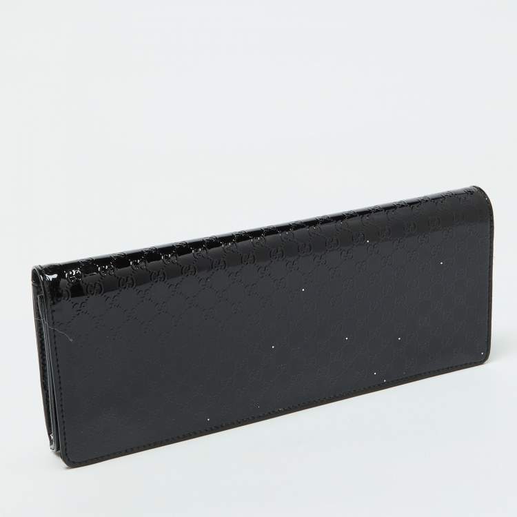 Pre Owned Gucci Black Microguccissima Patent Leather Broadway Evening Clutch