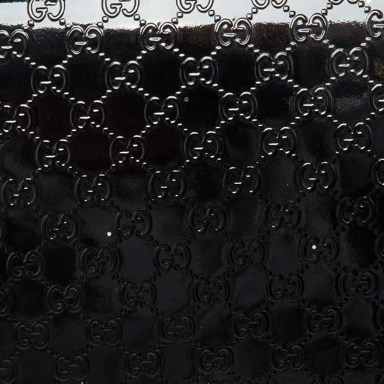 Pre Owned Gucci Black Microguccissima Patent Leather Broadway Evening Clutch
