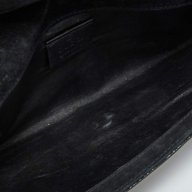 Pre Owned Gucci Black Microguccissima Patent Leather Broadway Evening Clutch