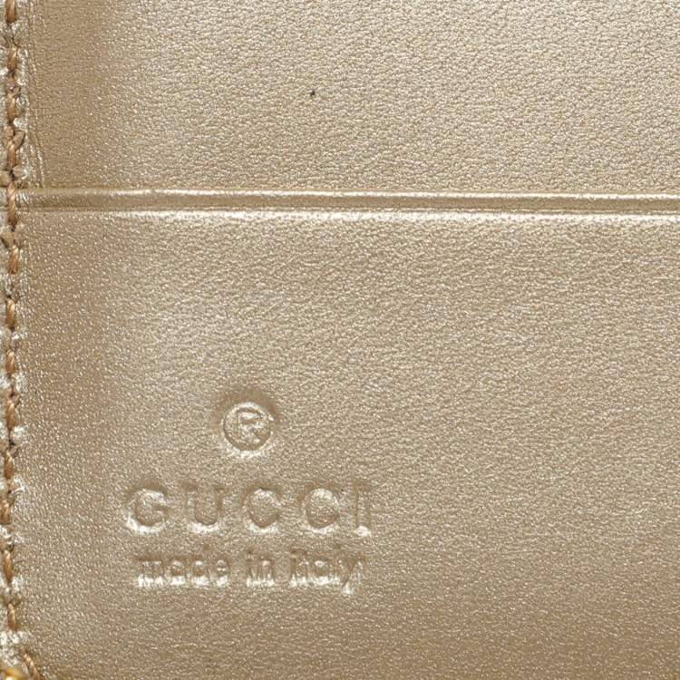 Pre Owned Gucci Gold Guccissima Leather Zip Around Wallet