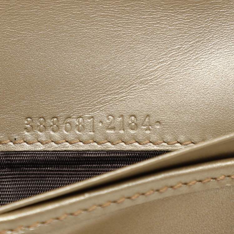 Pre Owned Gucci Gold Guccissima Leather Zip Around Wallet
