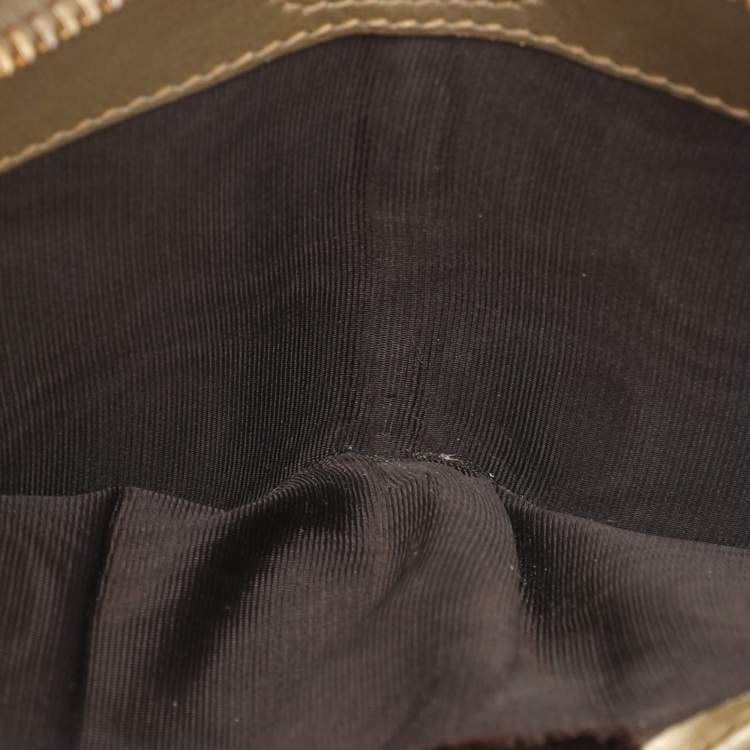 Pre Owned Gucci Gold Guccissima Leather Zip Around Wallet