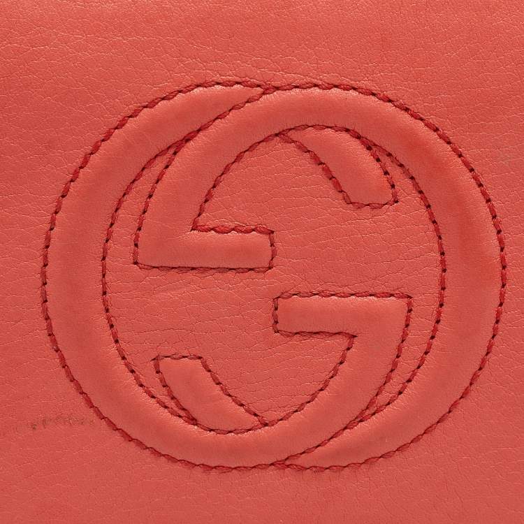 Pre Owned Gucci Orange Leather Soho Zip Continental Wallet