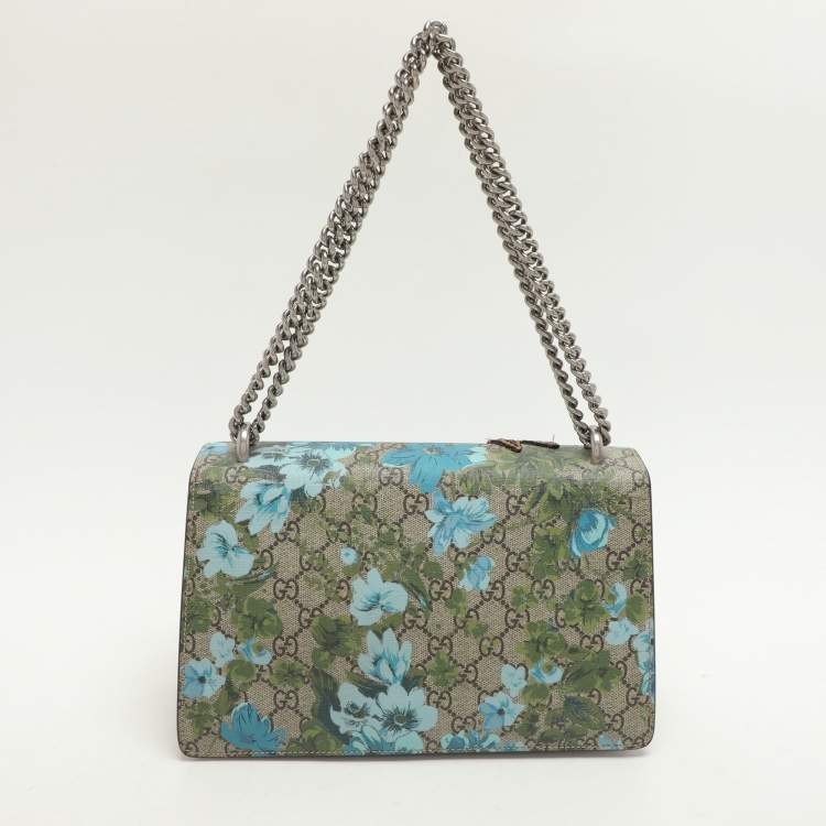 Pre Owned Gucci Beige GG Supreme Canvas Flower Applique Small Dionysus Shoulder Bag