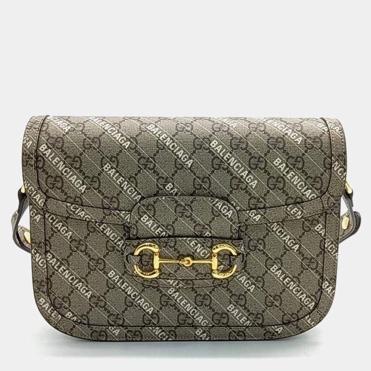 Pre Owned Gucci X Balenciaga Hacker Project 1955 Horsebit Shoulder Bag