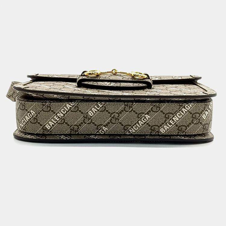 Pre Owned Gucci X Balenciaga Hacker Project 1955 Horsebit Shoulder Bag