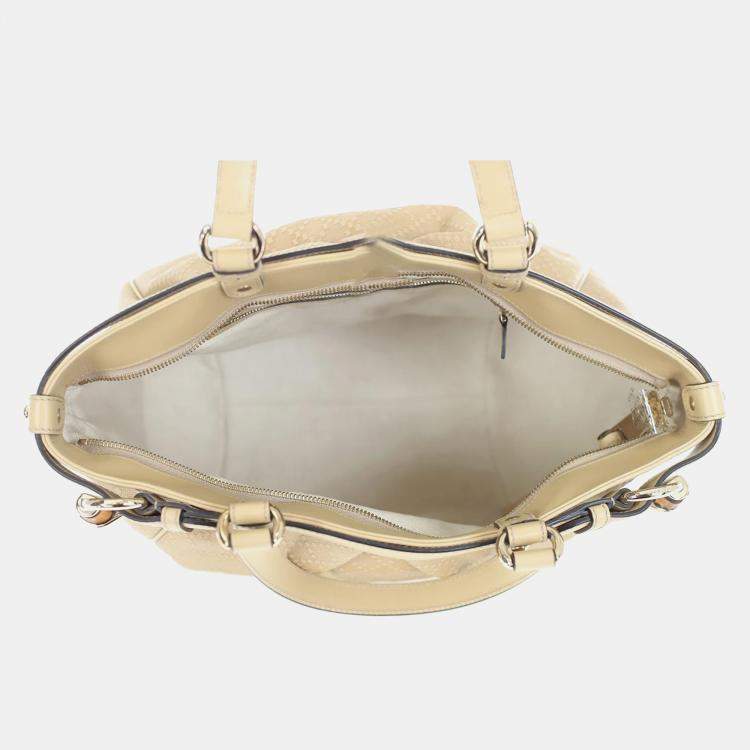 Pre Owned Gucci Leather Bamboo Buckle Tote Bag