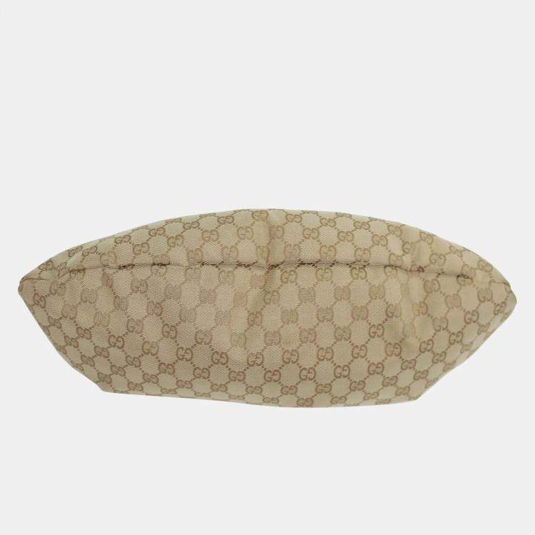 Pre Owned Gucci GG Canvas Bamboo Shoulder Bag