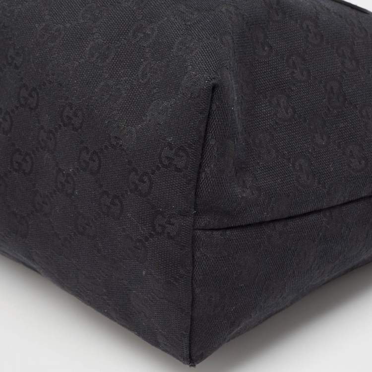 Pre Owned Gucci Black GG Canvas and Patent Leather Jolie Tote