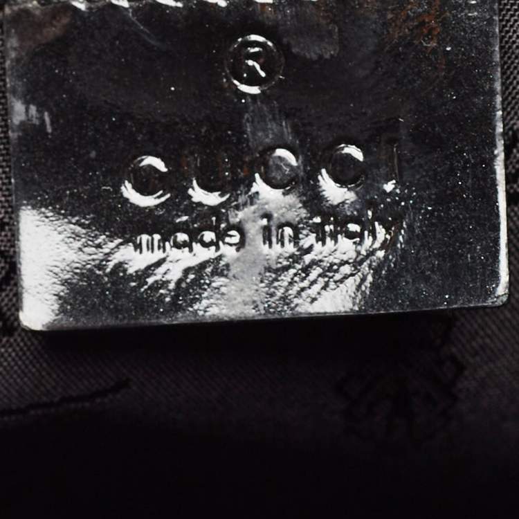 Pre Owned Gucci Black GG Canvas and Patent Leather Jolie Tote