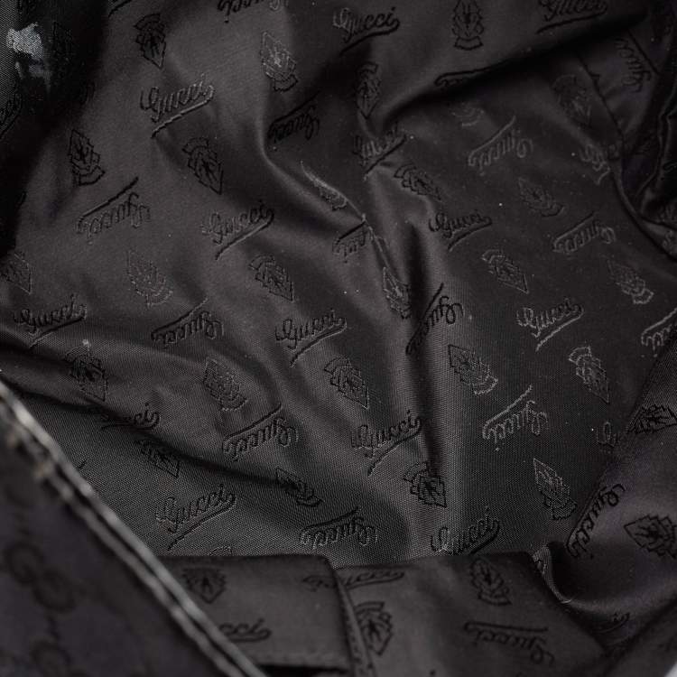 Pre Owned Gucci Black GG Canvas and Patent Leather Jolie Tote