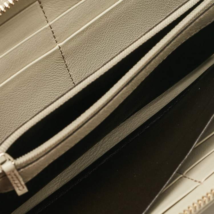 Pre Owned Gucci Off White/Beige GG Canvas Mayfair Zip Around Wallet