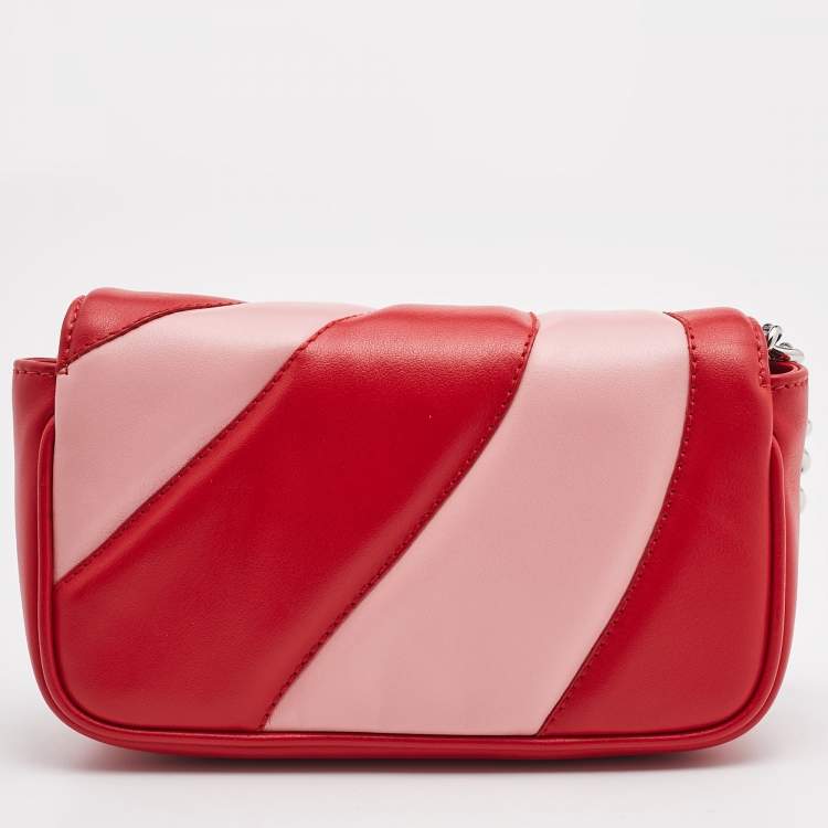 Pre Owned Gucci Red/Pink Leather Super Mini Limited Edtion GG Marmont Shoulder Bag