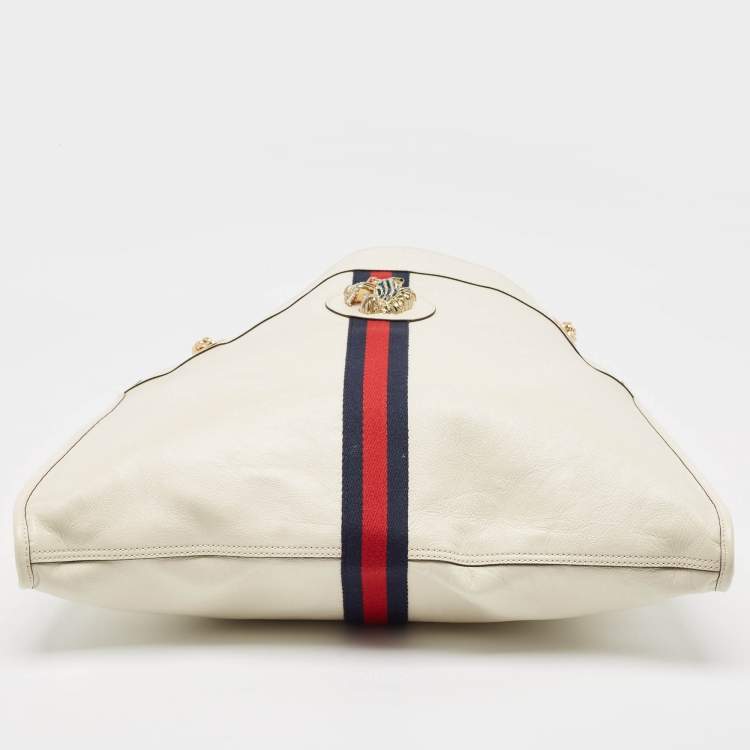 Pre Owned Gucci Off White Leather Large Rajah Tote