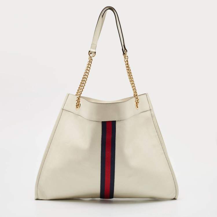 Pre Owned Gucci Off White Leather Large Rajah Tote