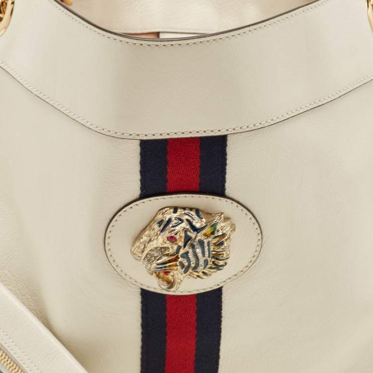 Pre Owned Gucci Off White Leather Large Rajah Tote