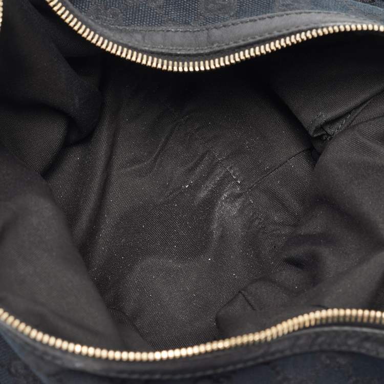 Pre Owned Gucci Black GG Canvas and Leather GG Marmont Medium Pelham Hobo