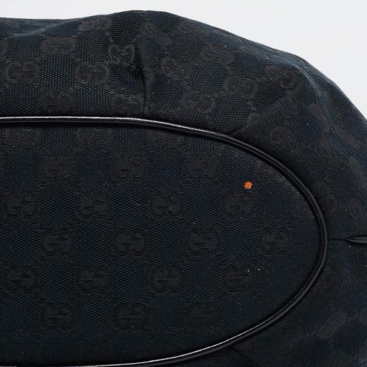 Pre Owned Gucci Black GG Canvas and Leather GG Marmont Medium Pelham Hobo