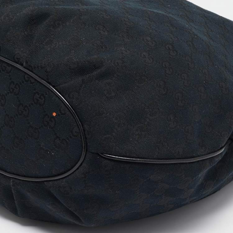 Pre Owned Gucci Black GG Canvas and Leather GG Marmont Medium Pelham Hobo