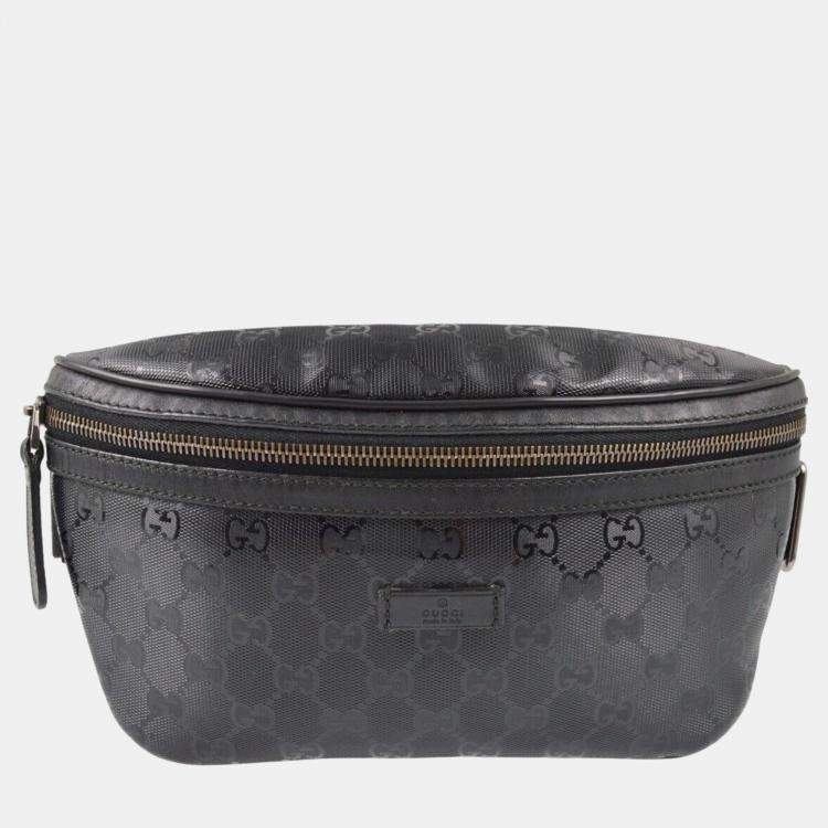 Pre Owned Gucci Black PVC GG Waist Bum Bag