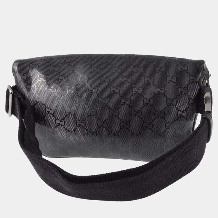 Pre Owned Gucci Black PVC GG Waist Bum Bag